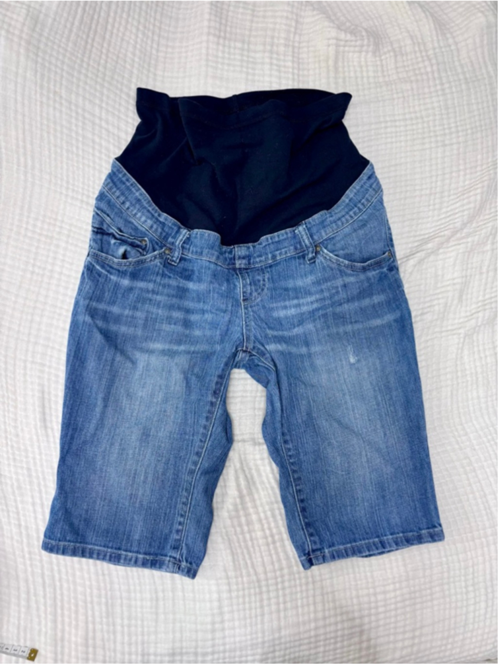 Women's Duo Maternity Blue Denim Bermuda Shorts Size S